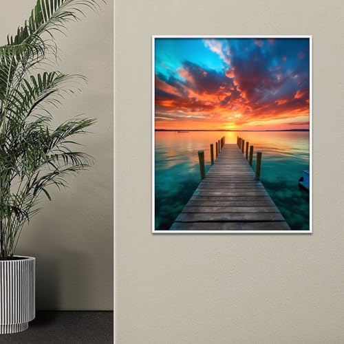 Beach Paint by Number Adult Paint by Numbers Kits for Adults 20x16in | Canvas Paint by Numbers for Adults Sunrise,Adult Paint by Numbers Beach for Gifts and Home Wall Includes All Supplies