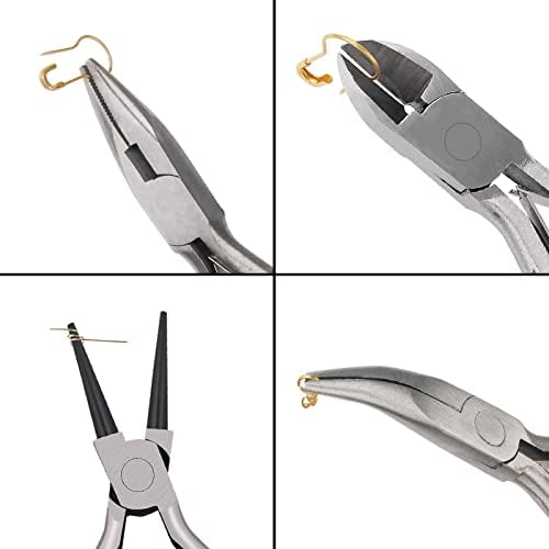 URSKYTOUS 4Pcs Jewelry Pliers Set Jewelry Making Pliers Tools Kit Include Jewelry Making Needle Nose Chain Nose Round Bent Pliers Wire Cutter for Bracelet Beading Craft Jewelry Making Supplies (Black)