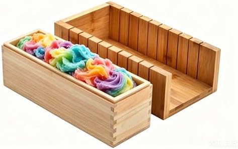 Soap Molds with Bamboo Cutting Box and 2 PCS Silicone and Wood Molds Box