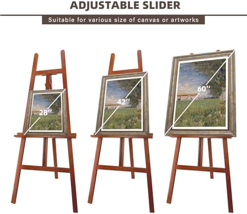 Large Walnut Wooden Easel Stand for Sign, A-Frame Painting Easel