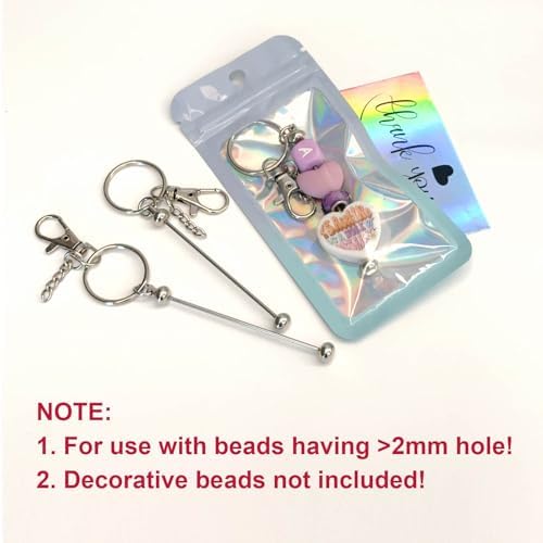 42/84/126 Pcs Beadable Keychain Bars Bulk Blank DIY Beaded Keychain Making Supplies with Bag Thank You Card