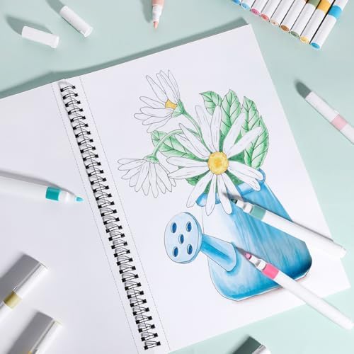 Marker Paper Pad 8.3 × 11.7 in, 50 Sheets, 120gsm Spiral Bound Sketchbook | Bleed-Resistant Coated Paper, Acid-Free, Smooth for Alcohol Markers, Pencils & Layering, Easy-Tear Spiral Pages