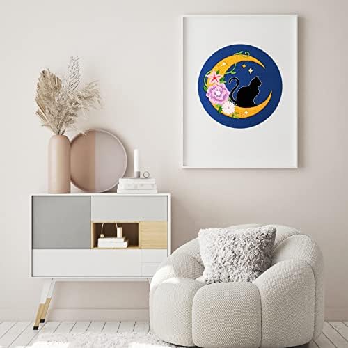 Louise Maelys Cat Moon Embroidery Kit for Beginners Floral DIY Craft Set