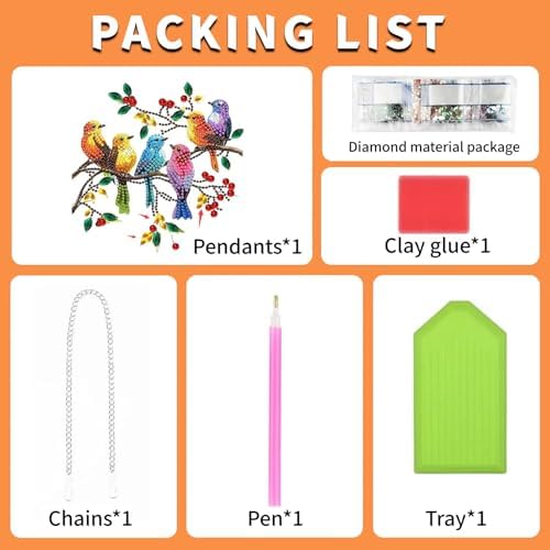 Spring Birds Diamond Painting Kits for Adults, DIY Pendant Diamond Art Kits for Beginners, 5D Special Shape Full Drill Hanging Diamond Gem Art Painting Kits for Window Suncatchers for Home Wall Decor