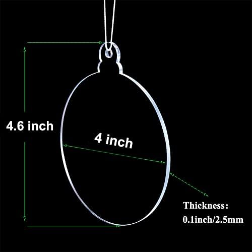 20Pcs 4 Inch Clear Acrylic Christmas Ornaments Blank 2025 Unfinished Round Acrylic Christmas Ornaments for DIY Craft Hanging Ornaments for Christmas Tree Decoration Xmas Day Home Party Decorations
