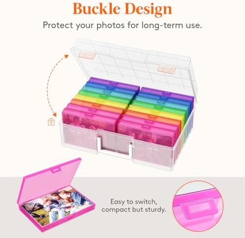 Lifewit 16 Pcs Photo Storage Box for 4"x 6" Pictures, Acid-Free, Multicolor