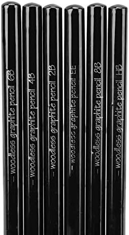 6Pcs Sketch Charcoal Pencils for Drawing Graphite Pencils Woodless Drawing Pencils for Sketching Shading Blending Artist Pencils for Beginners Artists Included HB 2B 4B 6B 8B EE