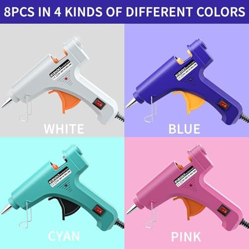 Mini Hot Glue Gun Set for Class Project, Small Glue Gun Hot Melt Arts Craft DIY Glue Gun for Crafts School DIY Arts Home Quick Repairs (Multicolored 8 Pieces)