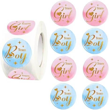 Team Boy or Girl Stickers,500PCS Gender Reveal Pink or Blue Baby Shower Stickers Waterproof Label Stickers Self-Adhesive Labels for Envelopes Gift Wrap Craft (1)