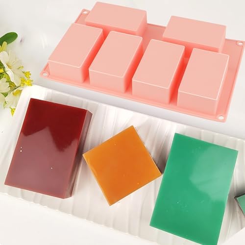 Nalchios Silicone Soap Molds, 6 Cavities Rectangle Silicone Molds for Craft Soap, Loaf Bread, Ice Cube, BPA-Free, Heat Resistant, Easy Release o& Clean, Reusable Baking Pan for Home Kitchen Bakery