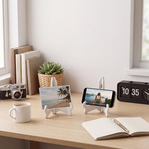 Tatuo 2 Packs Wooden Plate Stands for Display Easel Holders, 8 Inch, White