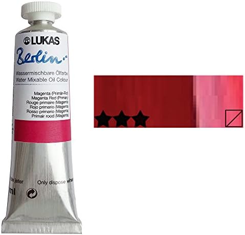 Lukas Berlin Pro Artists Water Mixable Oil Paint 37 ml Tube Alizarin Crimson Hue, Water Soluble, Lightfast Pigments, Quick Drying, Easy Clean-Up, Eco-Friendly, Professional Quality, 40 Color Range