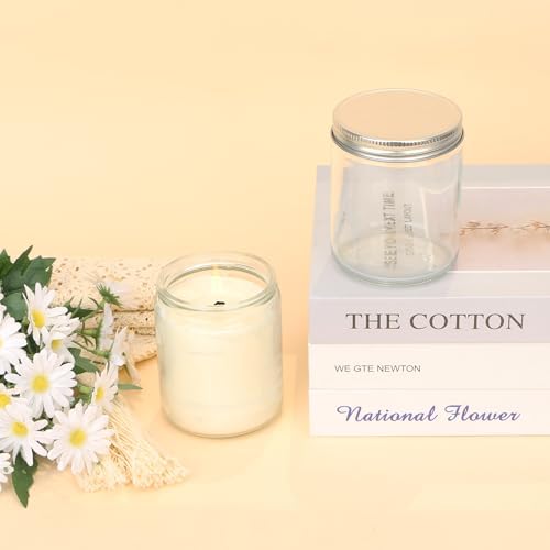 MILIVIXAY 20 Pack 8 OZ Thick Glass Clear Candle Jars with Silver Lids-Bulk Empty Candle Jars for Making Candles-Canning Jar for Spice, Liquid, Sample- Dishwasher Safe.