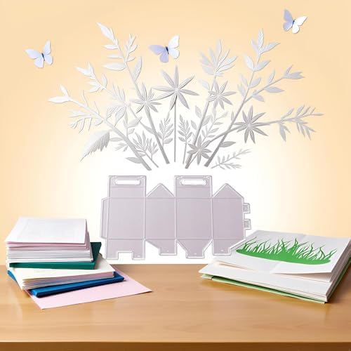 Silver Cutting Dies Gift Box Stencil, Cutting Dies Embossing Card Making Die Cuts Scrapbooking Dies Cut Stencil for DIY Scrapbook Album Paper Card,Die-Cutting and Embossing,Scrapbooking Die-Cuts