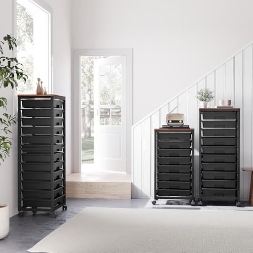 SYKIARIOL Rolling Cart with 12 Drawers,Black