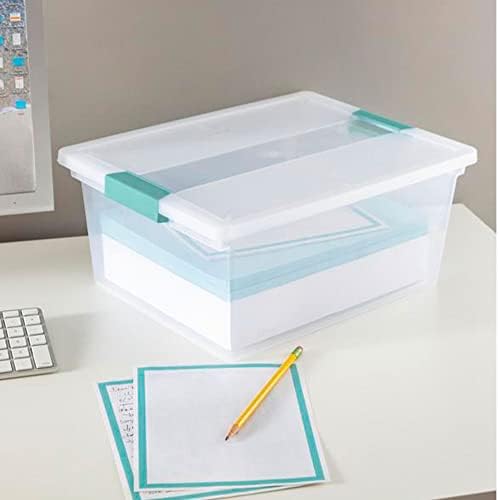 Sterilite Deep Clip Box, Clear Storage Bin with Latching Lid, 4 Pack