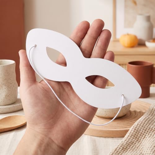 Prasacco 20 Pack White Paper Eye Masks Blank Plain Masquerade Mask