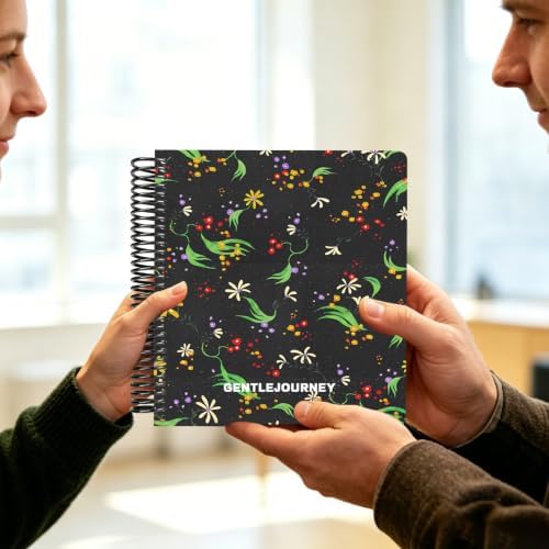 Hardcover Sketchbook,7.2"x8.3"Spiral Bound Drawing Pad,Noir Starflora