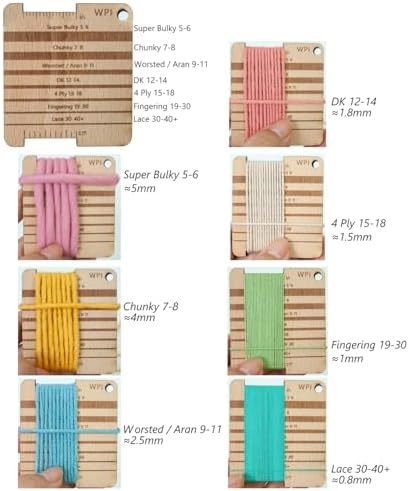 Wood Knitting Gauge Rulers 3 Set Wood Knitting Guage with Yarn Cutter for Sewing Knitting Crafts