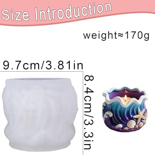 Wave Candle Molds, Seashell Jar Silicone Molds for Resin, Concrete