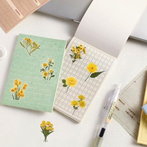 Aesthetic Flowers Stickers Flora Scrapbook Stickers Yellow