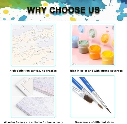 Fall Witch Paint by Numbers Kit for Adults Beginner with Framed 10x12 Inch