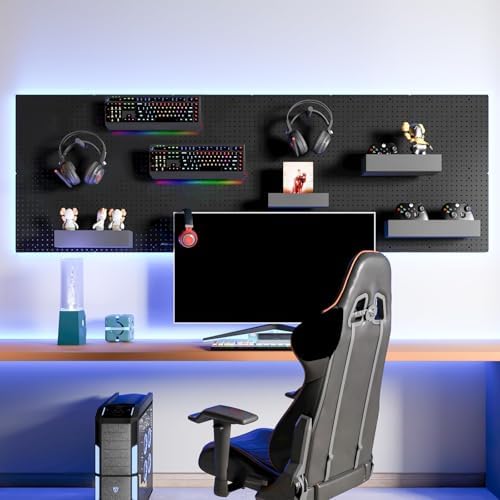 FZK Modular Plastic Pegboard Wall Organizer Kit, Black, 12x12, 4 Panels