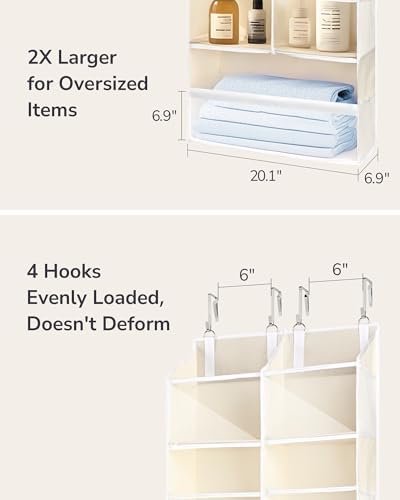 ULG Over the Door Organizer, 5-Tier Extra Large Hanging Storage with 10 Mesh Pockets, 100 lbs Capacity, Heavy Duty Door Organizer for Closet, Bedroom, Nursery Storage, Beige