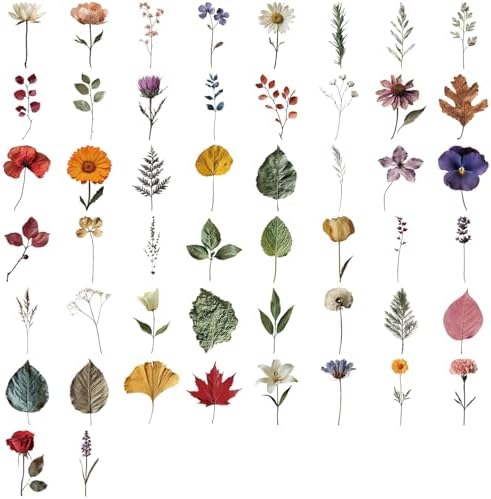 50 Pcs Botanical Stickers Waterproof for Scrapbooking