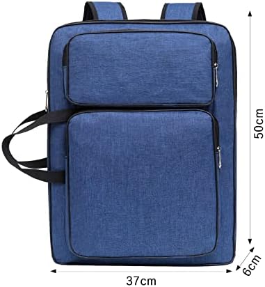 8K Artist Portfolio Carry Backpack Case Versatile Art Bags Waterproof Adjustable Drawing Board Backpack Art Storage Bags for Artworks Painting Drawing Sketching 19.7” x 14.6” x 2.4” (Blue)