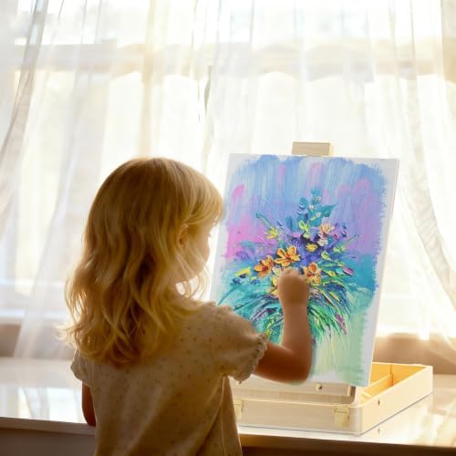 LUCYCAZ Tabletop Easel for Painting, Adjustable Wooden Sketchbox Art Easel | Portable Desktop Painting Easel for Adult, Student, Artist, Beginner