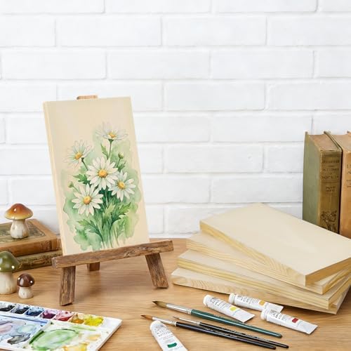 Yarlung 10 Pack Unfinished Wood Panels, 12 x 6 Inches Birch Wooden Cradled Painting Panel Canvas Boards for Watercolor, Arts and DIY Crafts, Easel Display, Use with Oils, Acrylics
