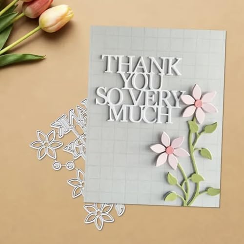 Scrapbooking Die-Cuts for Card Making, Christmas Metal Cutting Dies, Paper Craft Punch Template, Background Embossing Stencils, DIY Album Décor (Thank You Branches- 10.3x8.8cm)