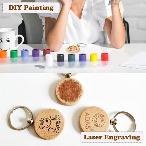 Blank Wooden Keychain Set 100 Pcs 1.5 Inch Round Key Tag
