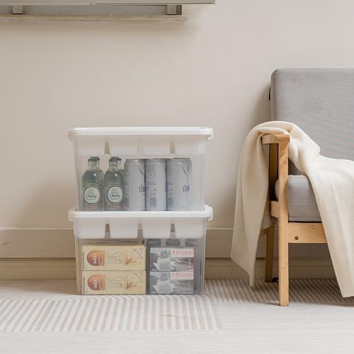 Citylife 32QT 2-Pack Clear Craft Storage Box Buildable Lid Removable Tray