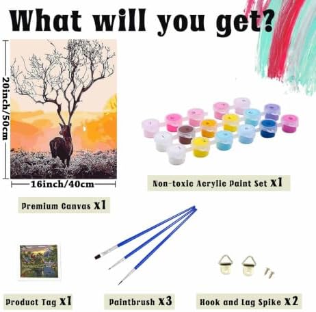 LCOZX Animal Paint by Numbers Kit for Adults Beginners 16x20 Inch