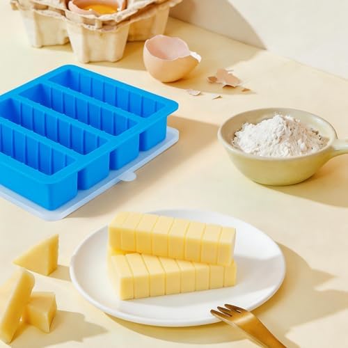 Sidosir 2 Pcs Butter Silicone Mold with Lid, Non-Stick Butter Mold Tray with Measurements for Chocolate and Homemade cakes, Ice, Butter Mold for Homemade Butter