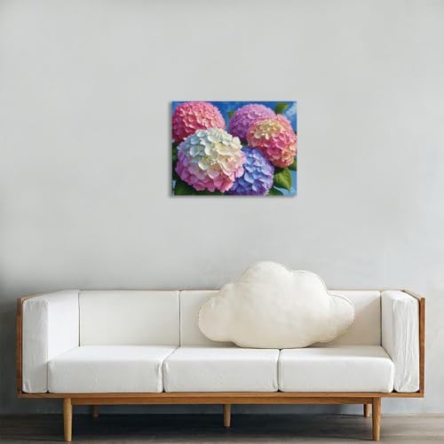 Muzagroo Paint by Numbers Oil Painting Kits for Adults DIY Hydrangea Flowers Oil Painting for Beginners Crafts Kits with Brushes and Acrylic Paints 16x20 inches (Hydrangea)