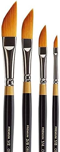 KINGART Premium 4 pc. Original Gold 9800 Series Dagger Striper Artist Brush Set, Synthetic Golden TaklonHair for Acrylic, Oil, Gouache Paint, Short Handle, 4 Sizes: 1/8", 1/4", 3/8", 1/2"