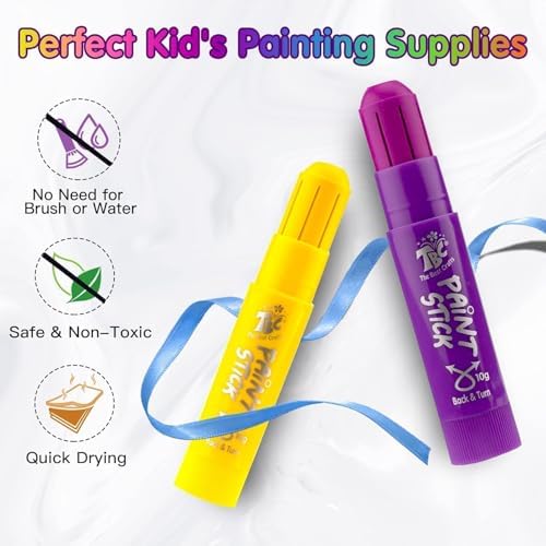 TBC The Best Crafts Paint Sticks,36 Classic Colors, Washable, Non-Toxic, Tempera Paint Sticks for Kids and Students