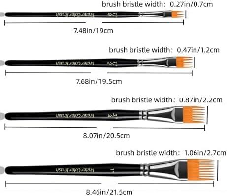 4Pcs Comb Artist Brush Set,Professional Synthetic Squirrel Hair Rake Brushes for Textured Art, Acrylic Paint Brush Sets for Artists, Creating Wood Grain, DIY Crafts & Greeting Cards