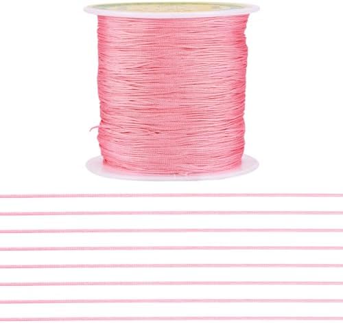 150 Yards 0.5mm Braided Nylon Crafting Thread Chinese Knotting Beading String Macrame Cord Rope for Necklace Bracelet Jewelry Craft Making, Light Coral