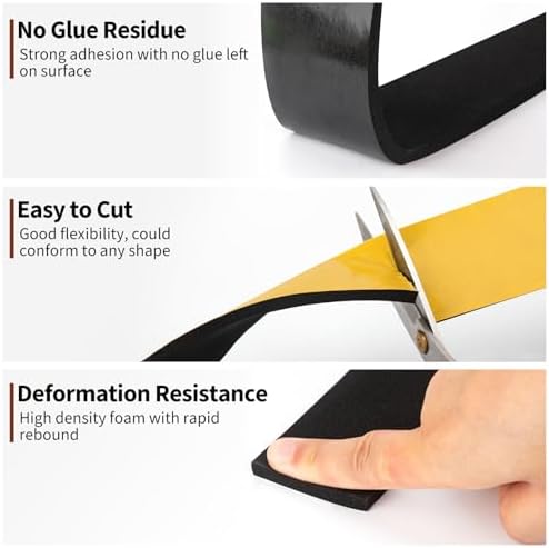 Yotache Neoprene Weather Stripping 2" W X 1/8" T, 16 Ft Length