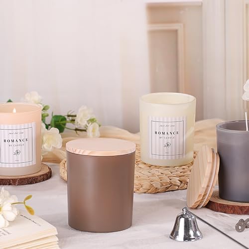 12Pcs Assorted Black Candle Jars for Making Candles, 10oz Empty Jars with Bamboo Lids and Labels, Glass Candle Jars for Candle Making Supplies, Candle Containers for DIY Gifts