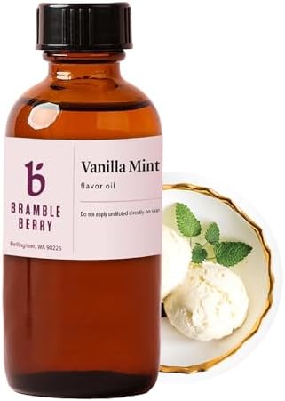 Bramble Berry Vanilla Mint Flavor Oil 2 oz | Creamy Vanilla and Cool Mint Scent for Soap Making, Candles, Lotion, Bath Bombs & Perfume | Skin Safe, Vegan, Paraben & Phthalate Free, DIY Craft Essential