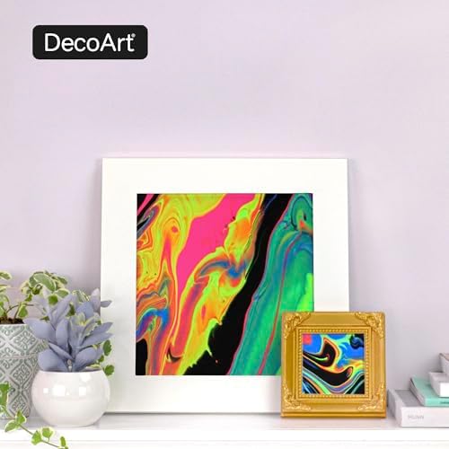 DecoArt Fluid Art Ready-to-Pour Paint Set – Neon Blast Colors, Set of 6 (4 fl oz Bottles) – Neon Acrylic Pouring Paints for Canvas, Wood & Fluid Art DIY Projects