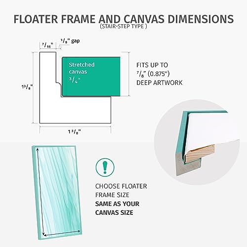 Pixy Canvas Floater Frame 20x40 for 3/4 (0.75) inch Deep Canvas Paintings/Canvas Prints/Wood Canvas Panels/Wall art/Wall decor/Home Decor/Artwork, (Black Oak, 20 x 40 inch, Portrait)