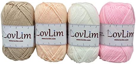 Yarn Pack, 2 skeins of 50g Each, Soft Cotton Yarn for Crochet and Knitting, Craft DK Amigurumi Yarn (White)