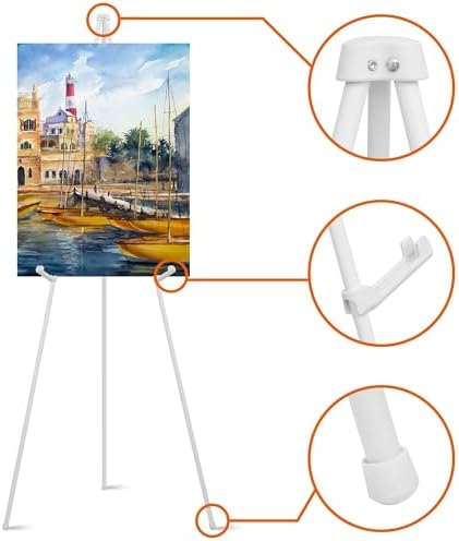 ARTASY 63" Easel Stand for Wedding Signs, White, 2 Packs with Carry Bags