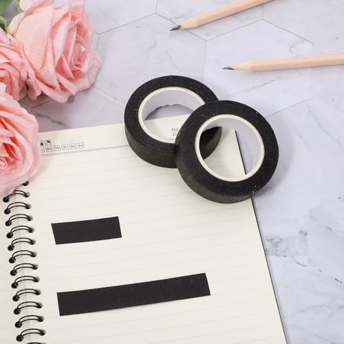 2 Roll Black Washi Tape 0.59 Inch x 14 Yards Self Adhesive Masking Sticker Border Masking Tapes for Assisting and Decorating Paintings Holiday Gift Boxes Scrapbooks DIY Art Craft Wrapping Decoration